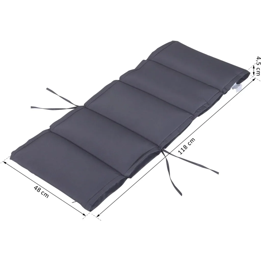 4er-Set Liegenauflage Liegenpolster Gartenliege faltbar 5 Segmente Polyester + Baumwollfaser Grau 118 x 48 x 4,5 cm