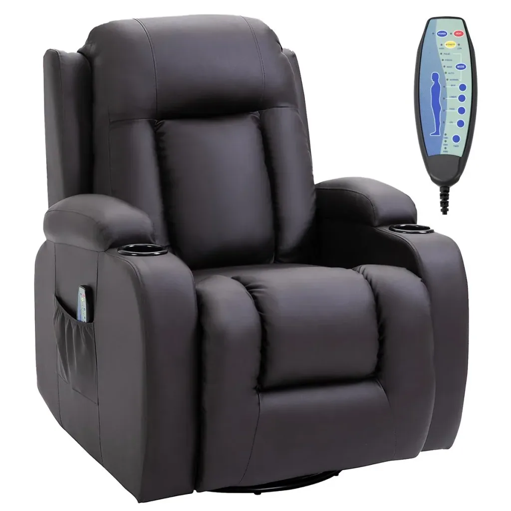 Massagesessel Fernsehsessel Relaxsessel TV Sessel Wärmefunktion Wippenfunktion mit Fernbedienung Liegefunktion Braun 85