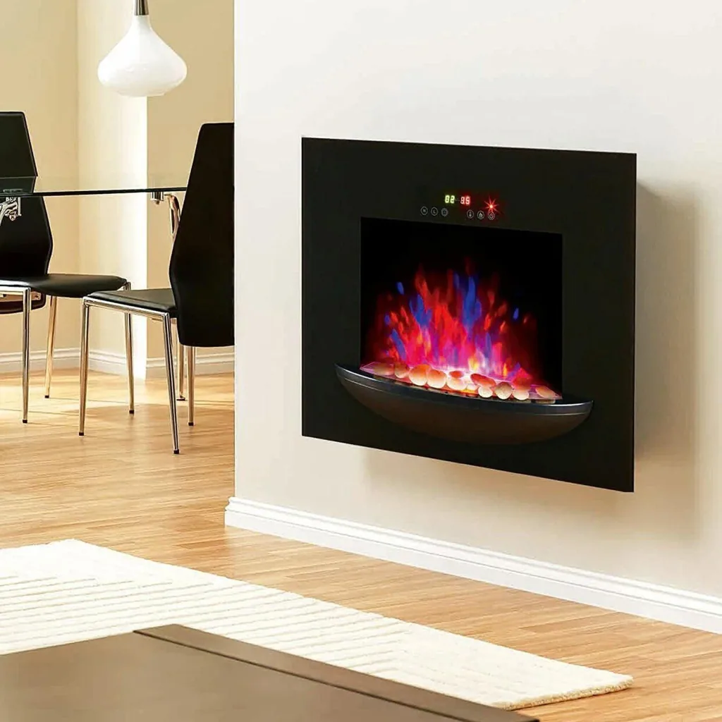 Elektrokamin Wandkamin 1800 Watt 7 Farben LED Flammenillusion Schwarz