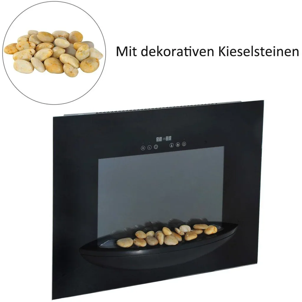 Elektrokamin Wandkamin 1800 Watt 7 Farben LED Flammenillusion Schwarz
