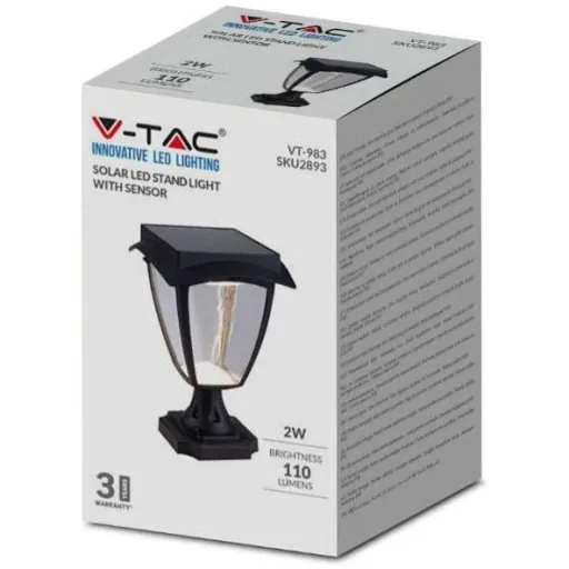 VT-983 Sevilla Solar Sockel Solar LED Lampe - 2 Lichtfarben