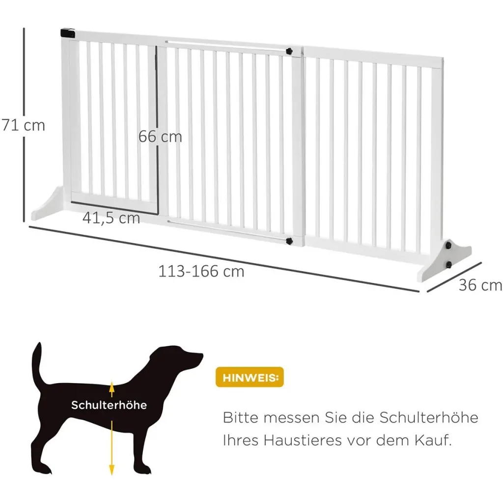 Türschutzgitter Hunde Absperrgitter Schutzgitter Hundegitter Konfigurationsgitter Kiefernholz Weiß 113-166x36x71 cm
