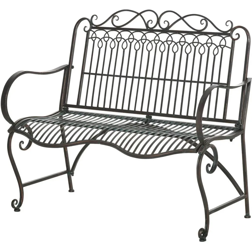 2-Sitzer Gartenbank Edelstahl antik Design 110 x 60 x 97 cm