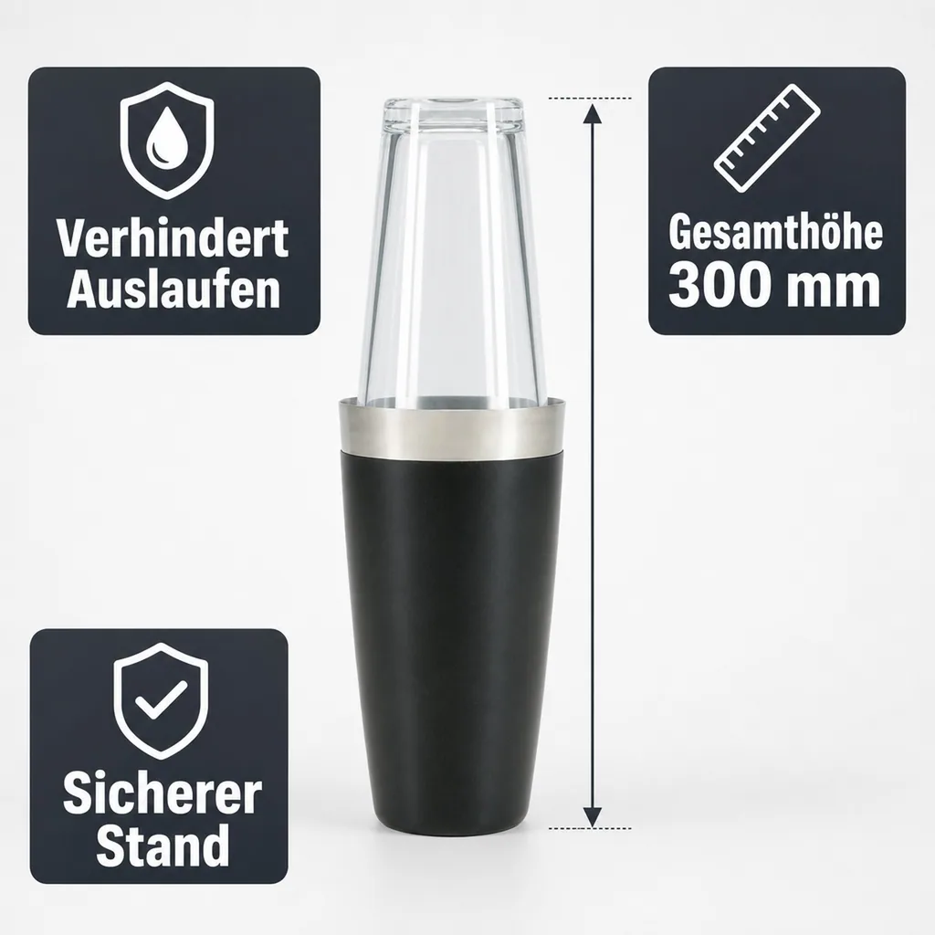 Boston Shaker, Komplett mit Kälteschutz, 28 oz/828 ml