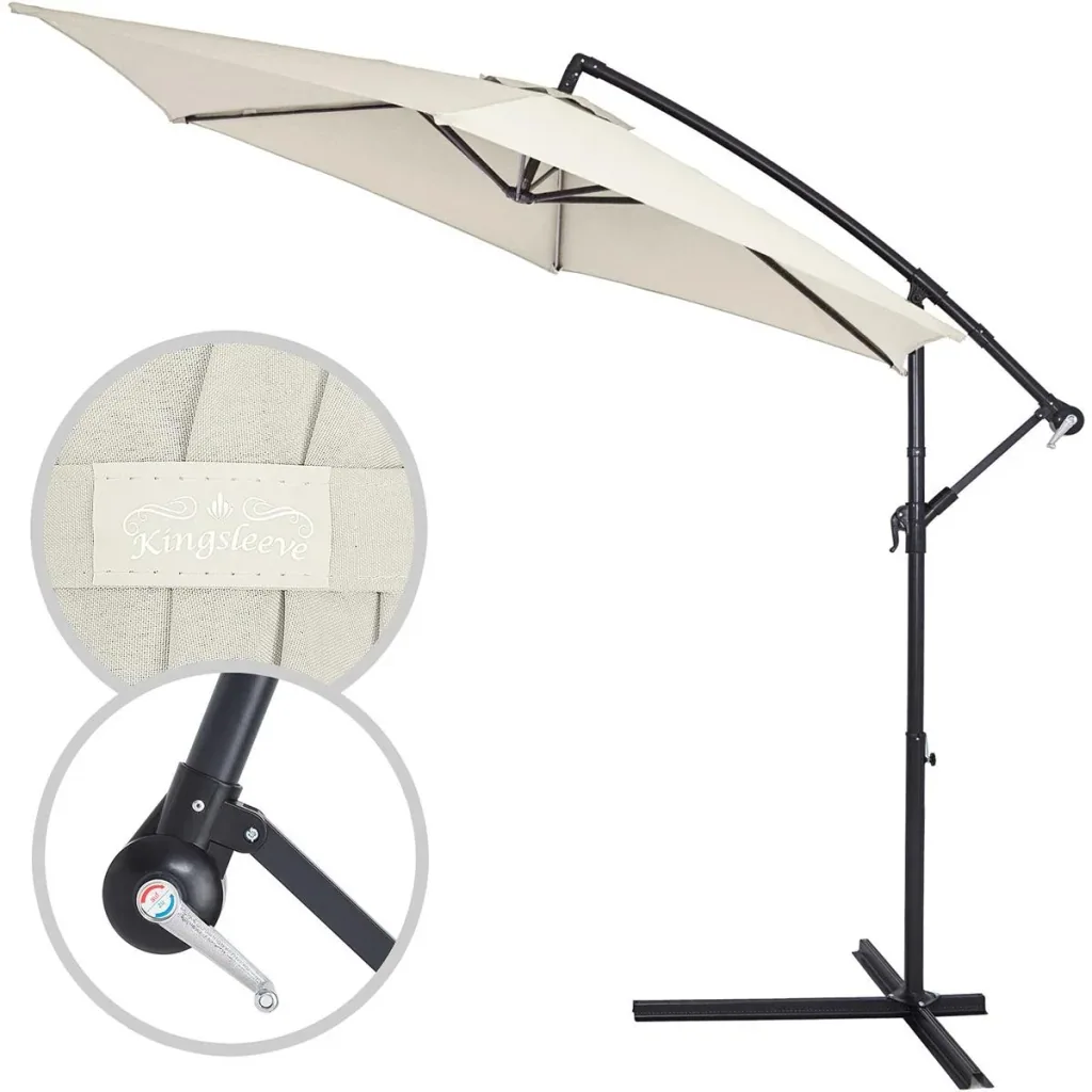 Sonnenschirm faltbarer Aluminium Creme mit Kurbel Ø 300 cm