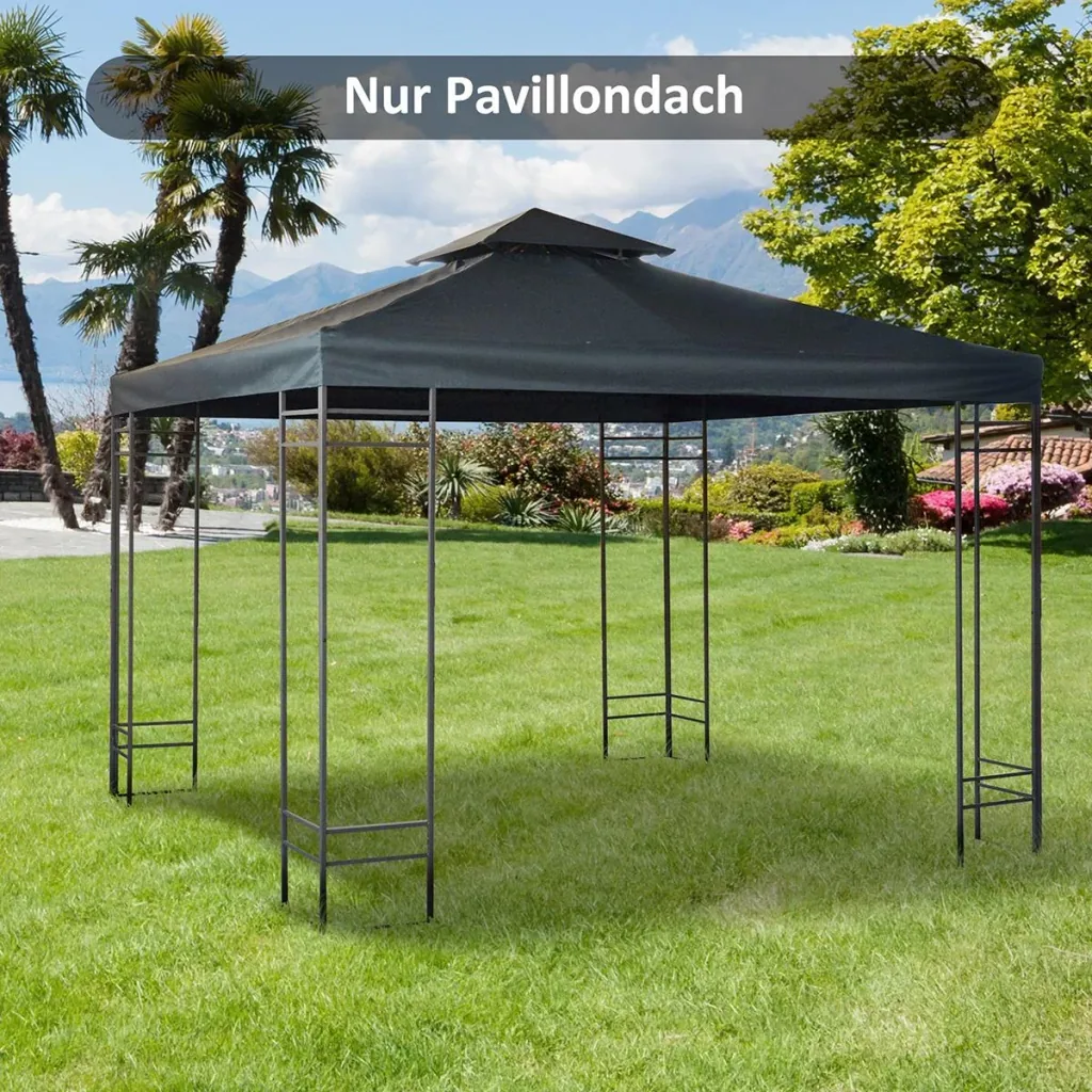 Ersatzdach Pavillondach für Metallpavillon Gartenpavillon Partyzelt Gartenzelt Polyester 3x3m Kohlegrau