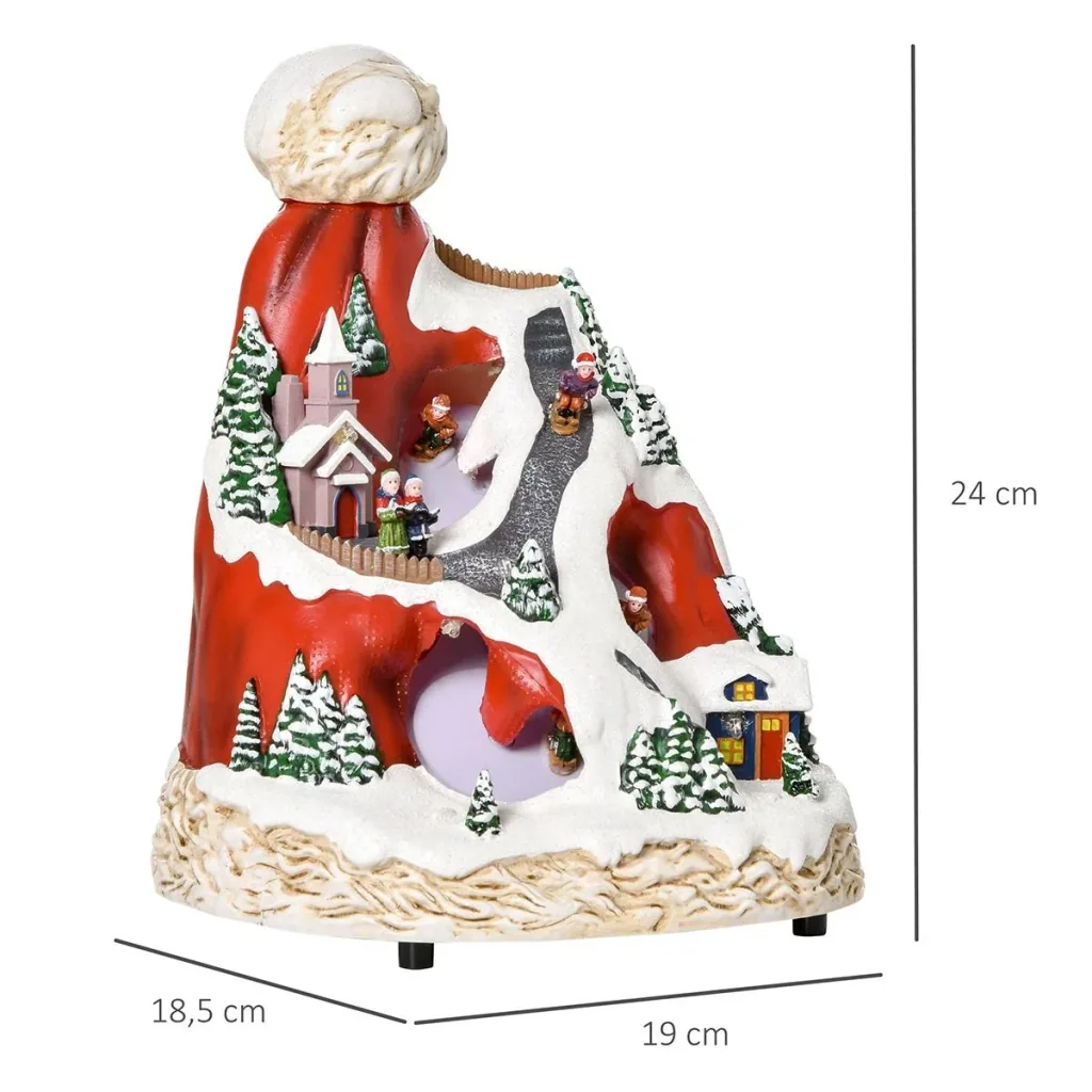 Weihnachtsdorf Weihnachtsdekoration mit LED Beleuchtung Musik LED mehrfarbig 19 x 18,5 x 24 cm