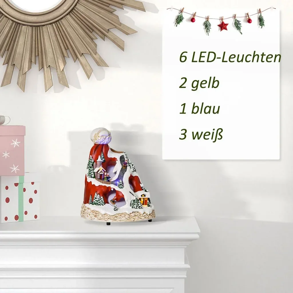 Weihnachtsdorf Weihnachtsdekoration mit LED Beleuchtung Musik LED mehrfarbig 19 x 18,5 x 24 cm