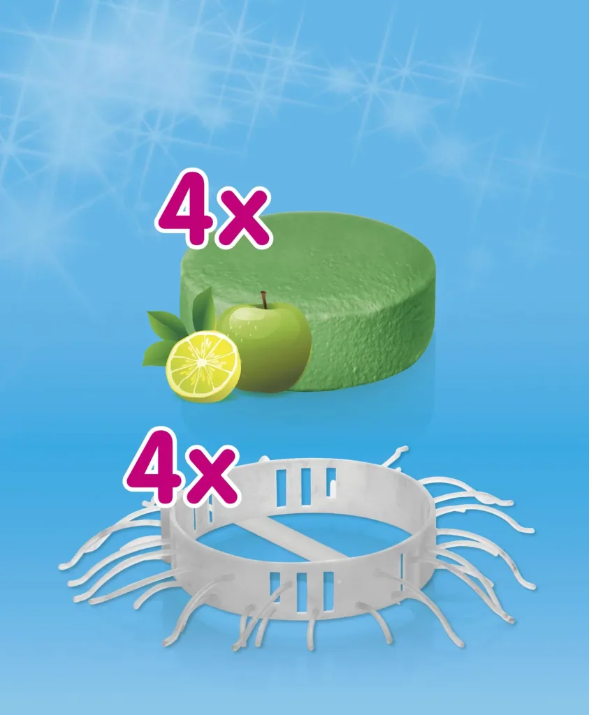Ersatz-Duftsteine für Duschfee 882354, je 50g, 4 Stück, Apfel-Zitrone