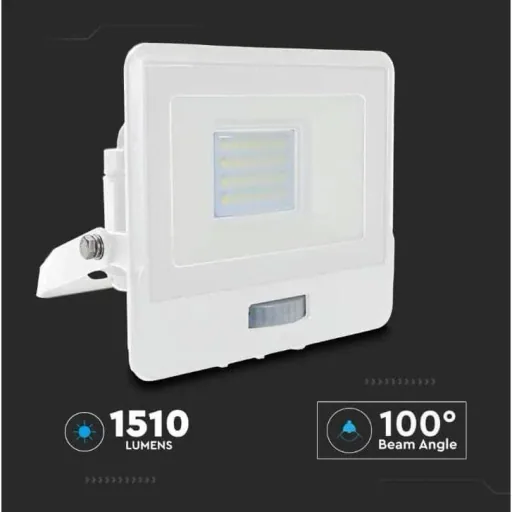 VT-128S LED-Flutlicht mit Sensor - 20 W - 1510 Lm - 6500K - Weiß