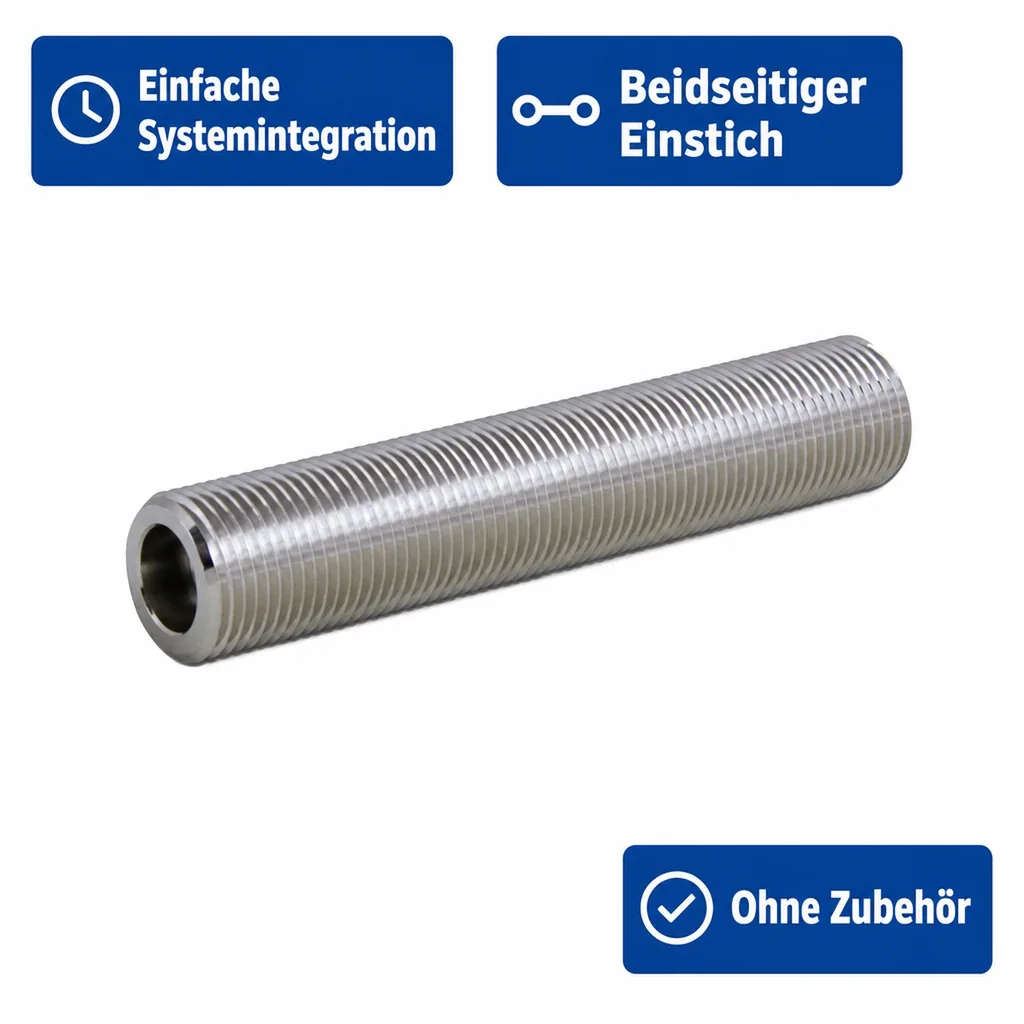 Gewindestutzen, Gewinderohre - beidseitig Einstich, NW 10mm - 5/8 Zoll Gewinde, 110mm