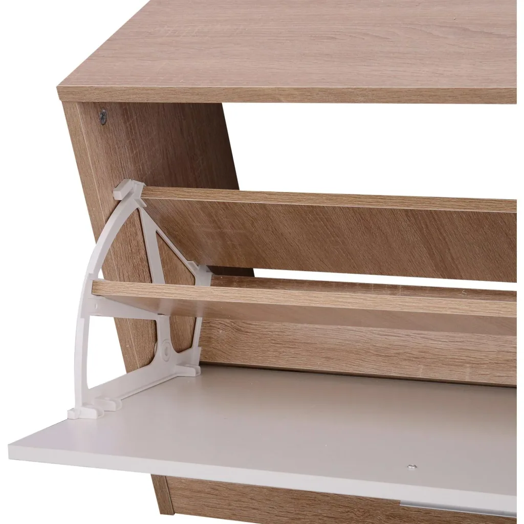 3-teiliges Garderoben-Set Flurgaderobe mit Schuhschrank Garderobe Wandspiegel 4 Haken Natur 30 x 100 cm