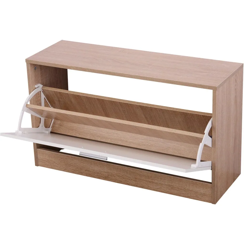 3-teiliges Garderoben-Set Flurgaderobe mit Schuhschrank Garderobe Wandspiegel 4 Haken Natur 30 x 100 cm