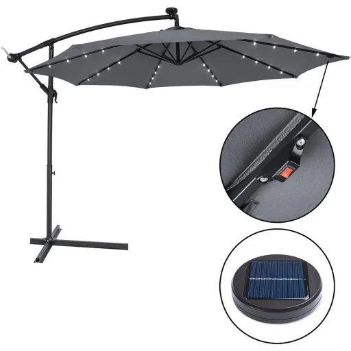 Sonnenschirm Haiti mit LED-Beleuchtung schwenkbarer Antrcite - Ø 3m