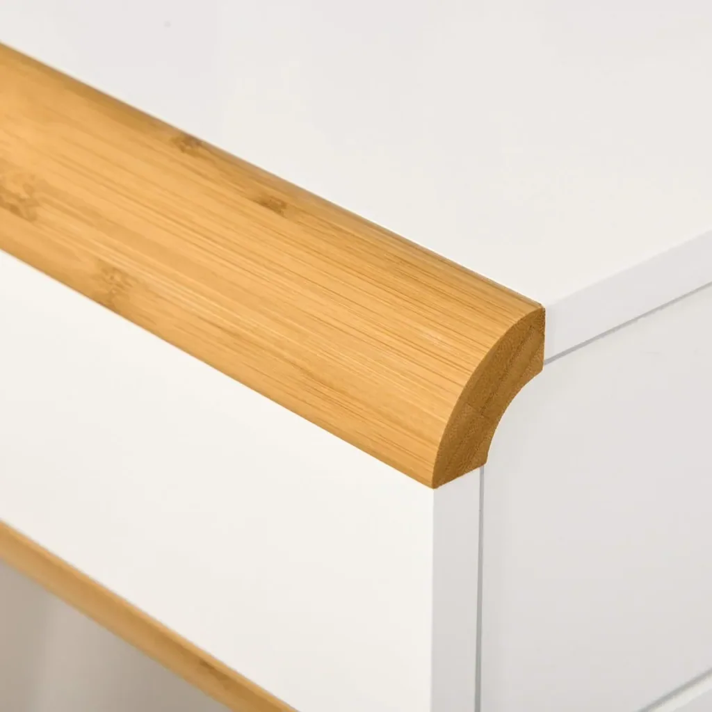 Schreibtisch mit Schubladen Weiß+Natur