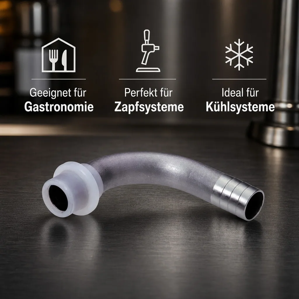 Bierschlauchtülle Gebogen CNS,mit angespritzter Dichtung, NW 4mm