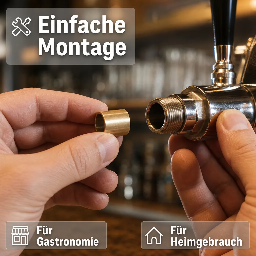 Distanzhülse, Abstandshalter, Abstandshülse- für Schankhahn, Gewinde, Messing, 40mm