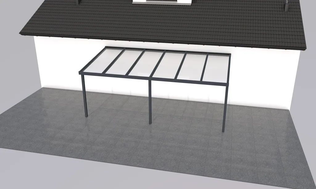 Terrassendach Premium, anthrazit, 6110 x 3060 mm - 10mm Verbundsicherheitsglas (VSG)