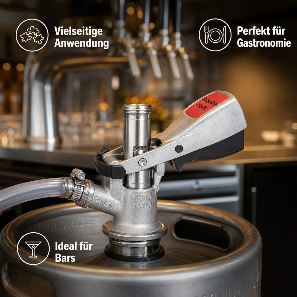 Flach Zapfkopf, Keg Anschluss - Micro-Matic, Reihenschaltung (CNS)