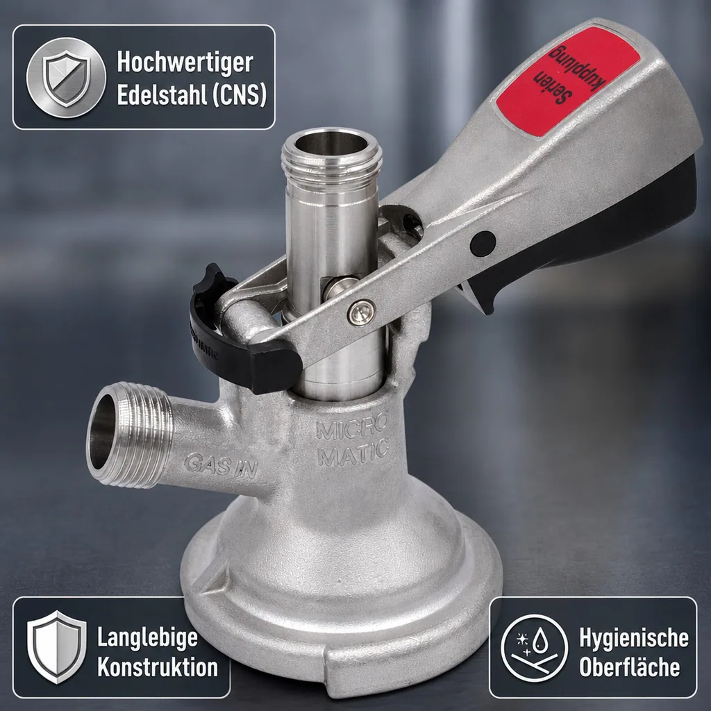 Flach Zapfkopf, Keg Anschluss - Micro-Matic, Reihenschaltung (CNS)