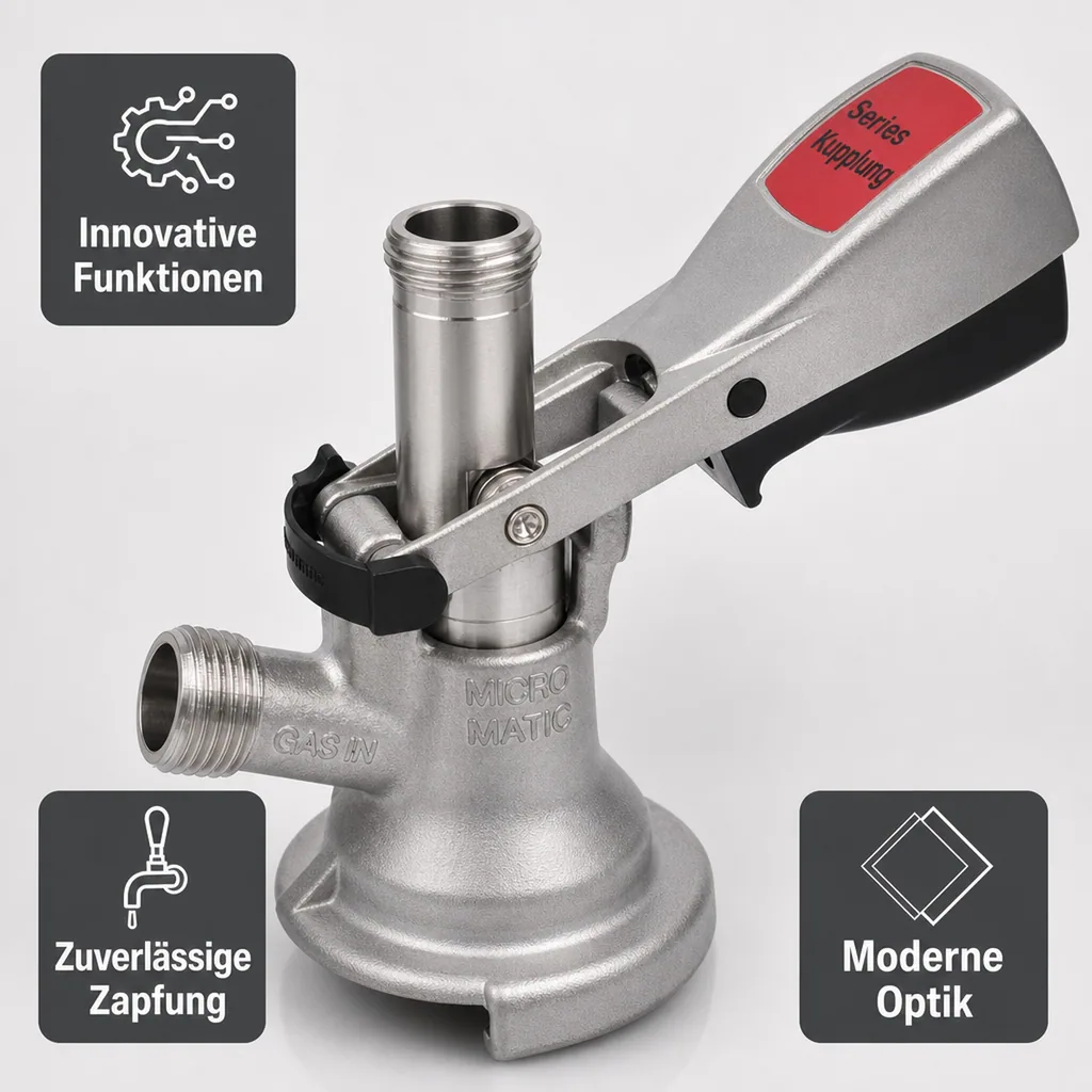 Flach Zapfkopf, Keg Anschluss - Micro-Matic, Reihenschaltung (CNS)