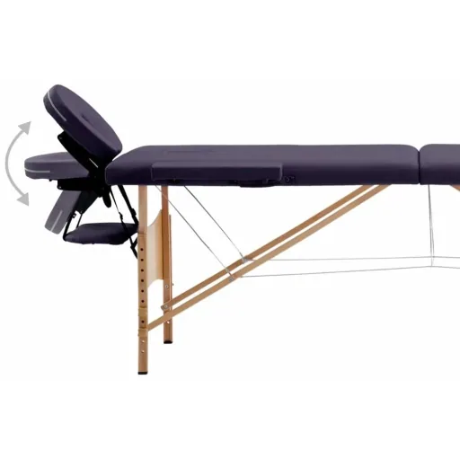 Klappbarer Massagetisch 2 Zonen Holz Wein lila