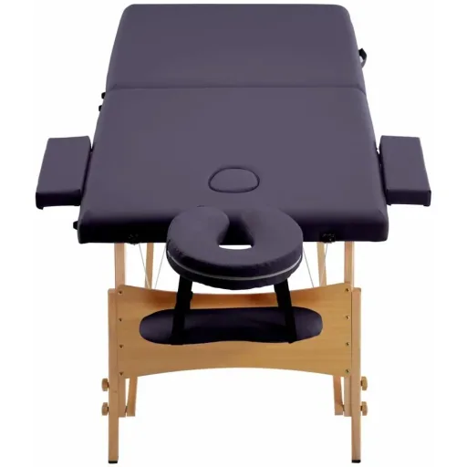 Klappbarer Massagetisch 2 Zonen Holz Wein lila