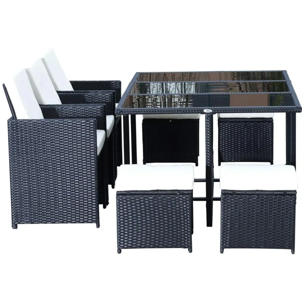 Polyrattan Gartenmöbel 27 tlg. 6 Stühle 4 Hocker mit Kissen