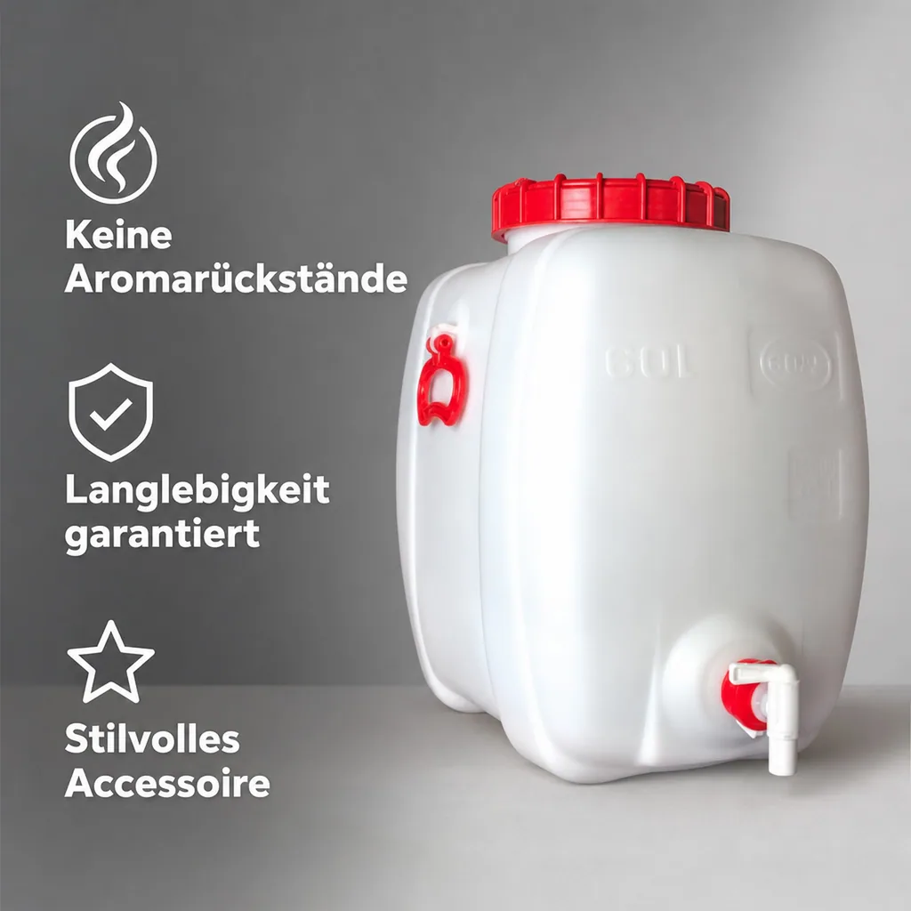 Gärbehälter, Getränkefass, Mostfass - Kunststoff, eckig + Deckel + Zapfh. 60L