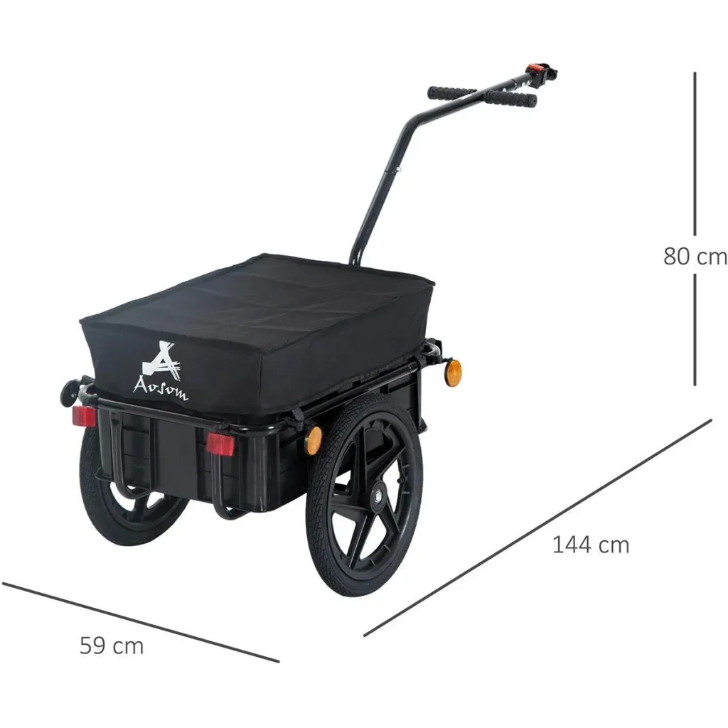 Fahrradanhänger Lastenanhänger für Fahrrad 40 kg Belastbarkeit Transportanhänger Handwagen Stahl Oxford-Gewebe Schwarz 1