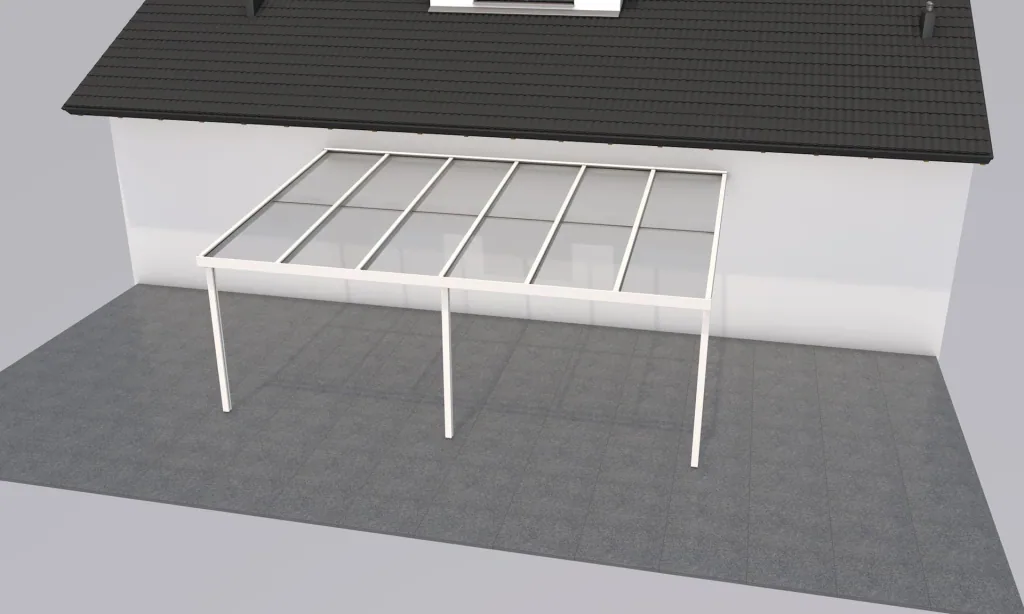 Terrassendach Premium, weiß, 6110 x 4060 mm - 10mm Verbundsicherheitsglas (VSG)
