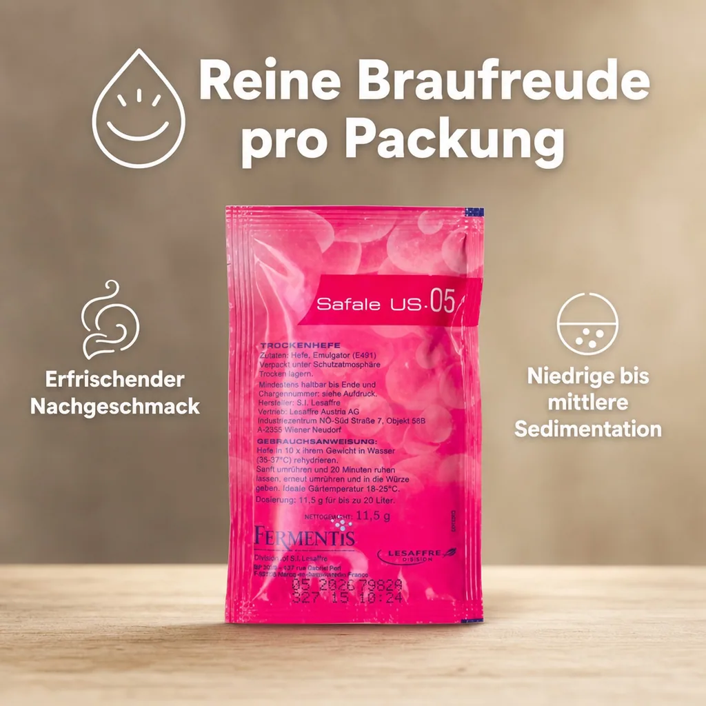 Trockenhefe, Bierhefe SAFALE US-05(56) 11.5gr: Für ausgewogenes Bier
