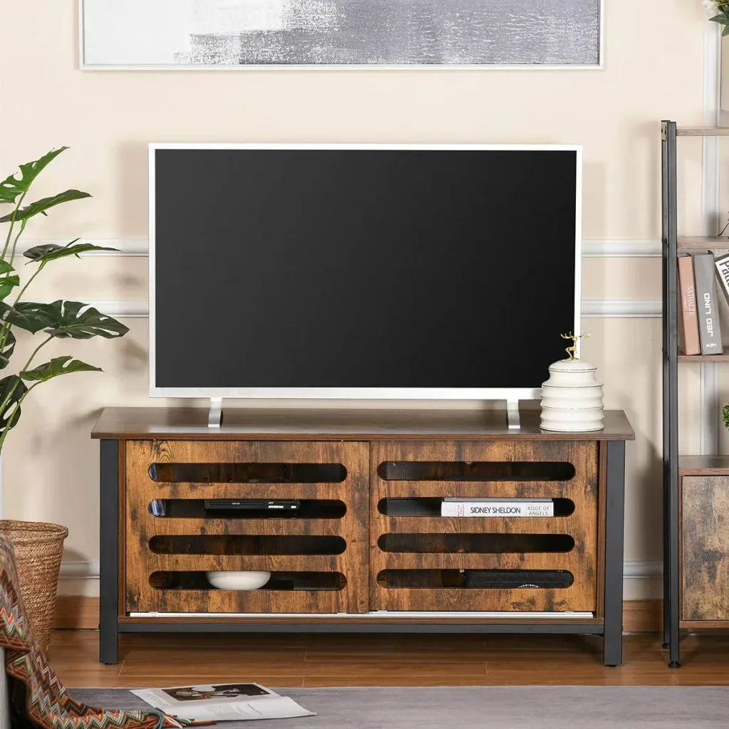TV Schrank Fernsehschrank Fernsehtisch TV Lowboard Kommode für Fernseher kleiner als 50" mit 2 Türen Regal Industriedesi