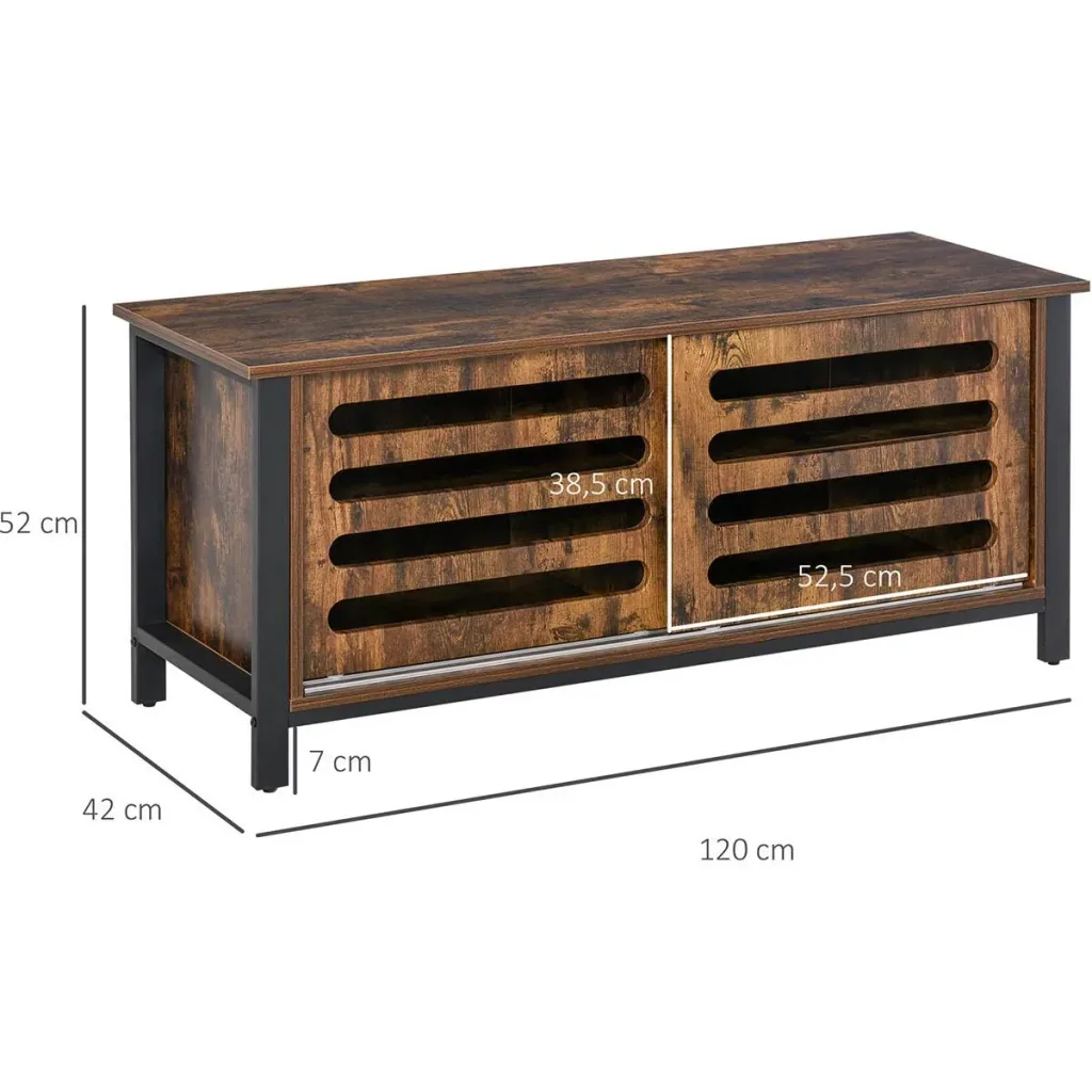 TV Schrank Fernsehschrank Fernsehtisch TV Lowboard Kommode für Fernseher kleiner als 50" mit 2 Türen Regal Industriedesi