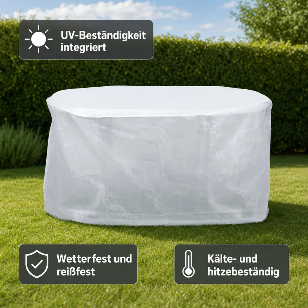Gartentisch Schutzhülle Transparent 125x83cm, Tischabdeckung Gartenmöbel