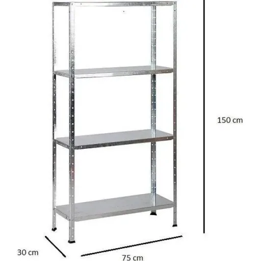 3 Stück Metall-Lagerregal / Fachbodenregal - 200 kg Tragfähigkeit - (BxTxH) 75x30x150 cm - Verzinkt