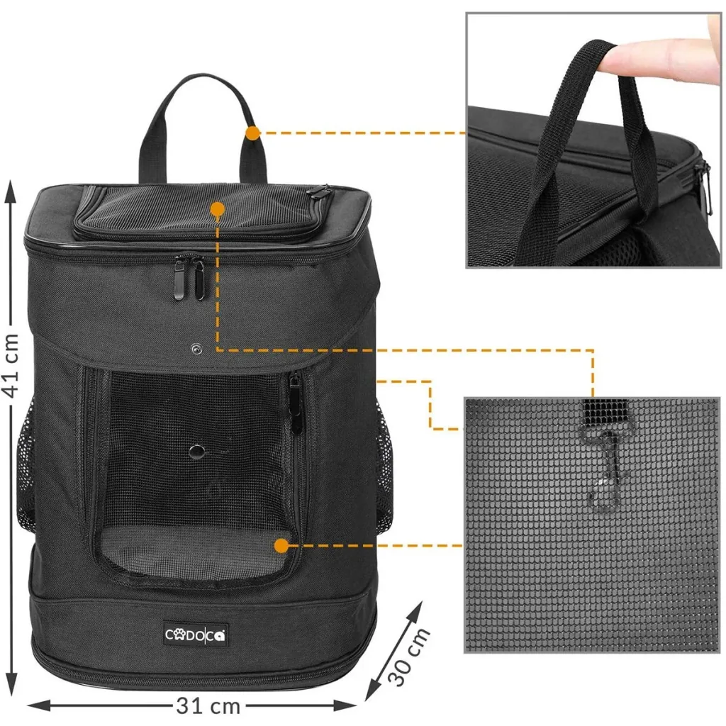 Haustier-Rucksack - Schwarz - 41x30x31 cm