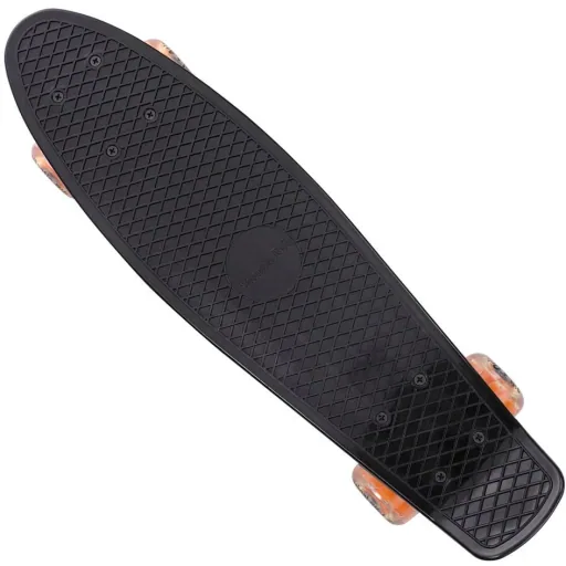Skateboard mit LED-Licht - Schwarz & Orange - 57 cm