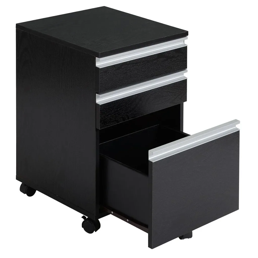 Rollcontainer Aktenschrank Büroschrank mit Schublade Lagerschrank Aufbewahrung Container Spanplatte Schwarz 39x 39 x59,2