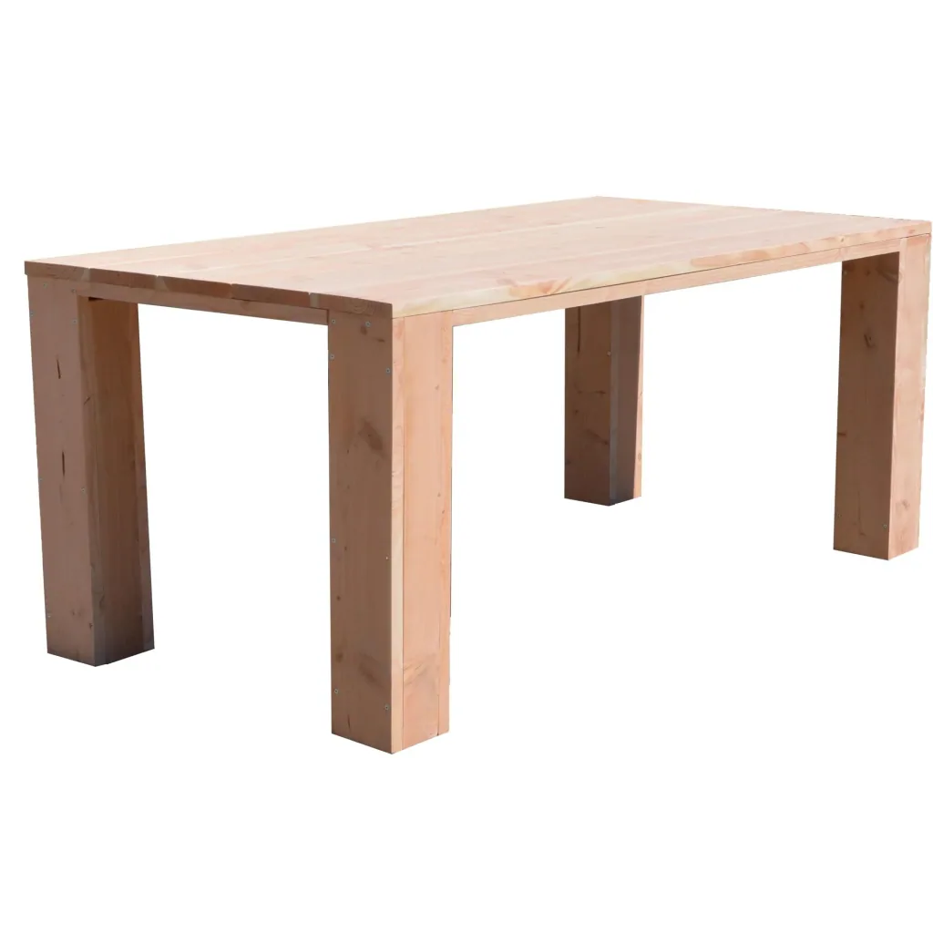Robuster Tisch aus Douglasie mit breiten Blockbeinen 200/100 cm