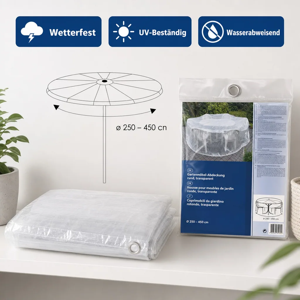 Schutzhülle Gartenmöbel rund, transparent, 320x93 cm