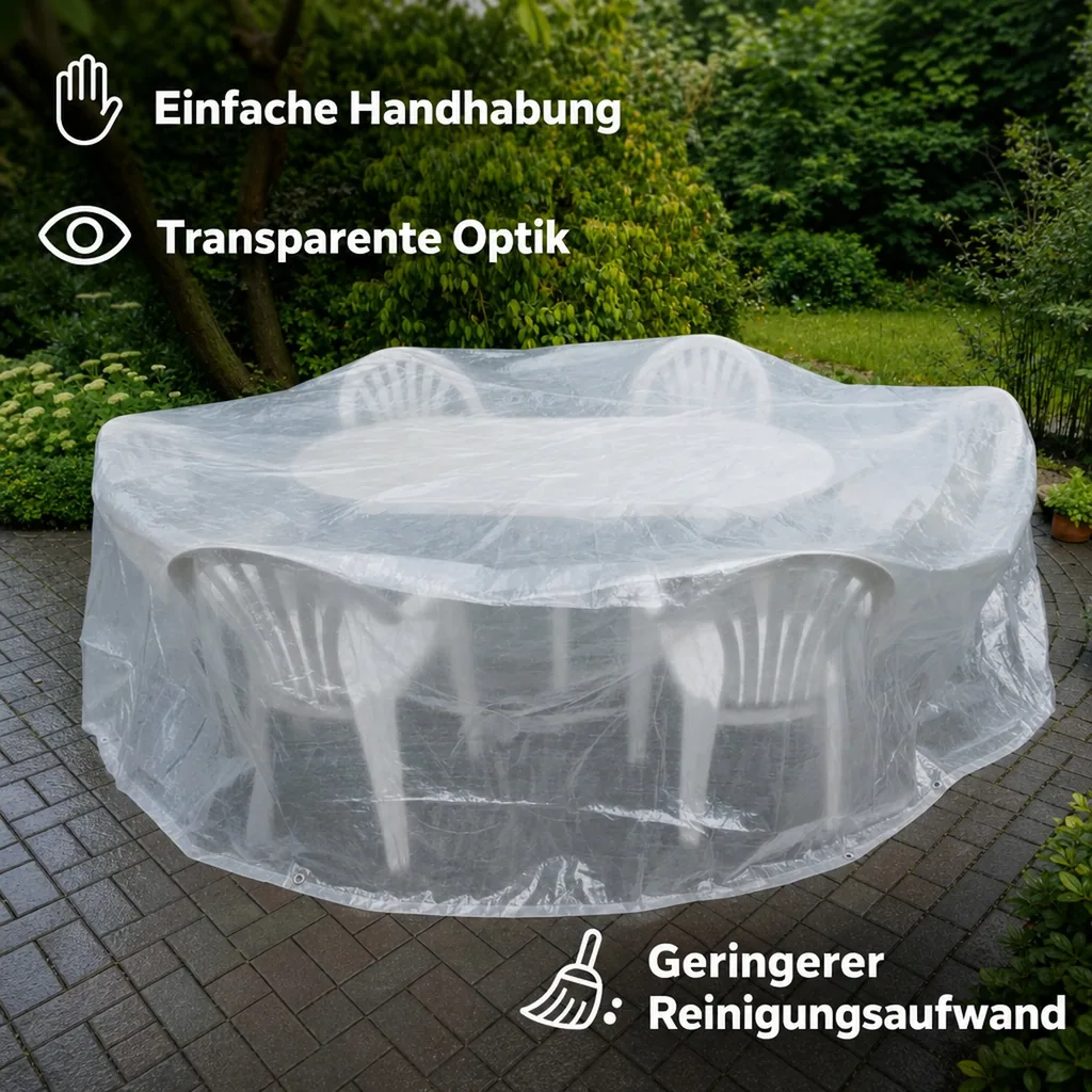 Schutzhülle Gartenmöbel rund, transparent, 320x93 cm