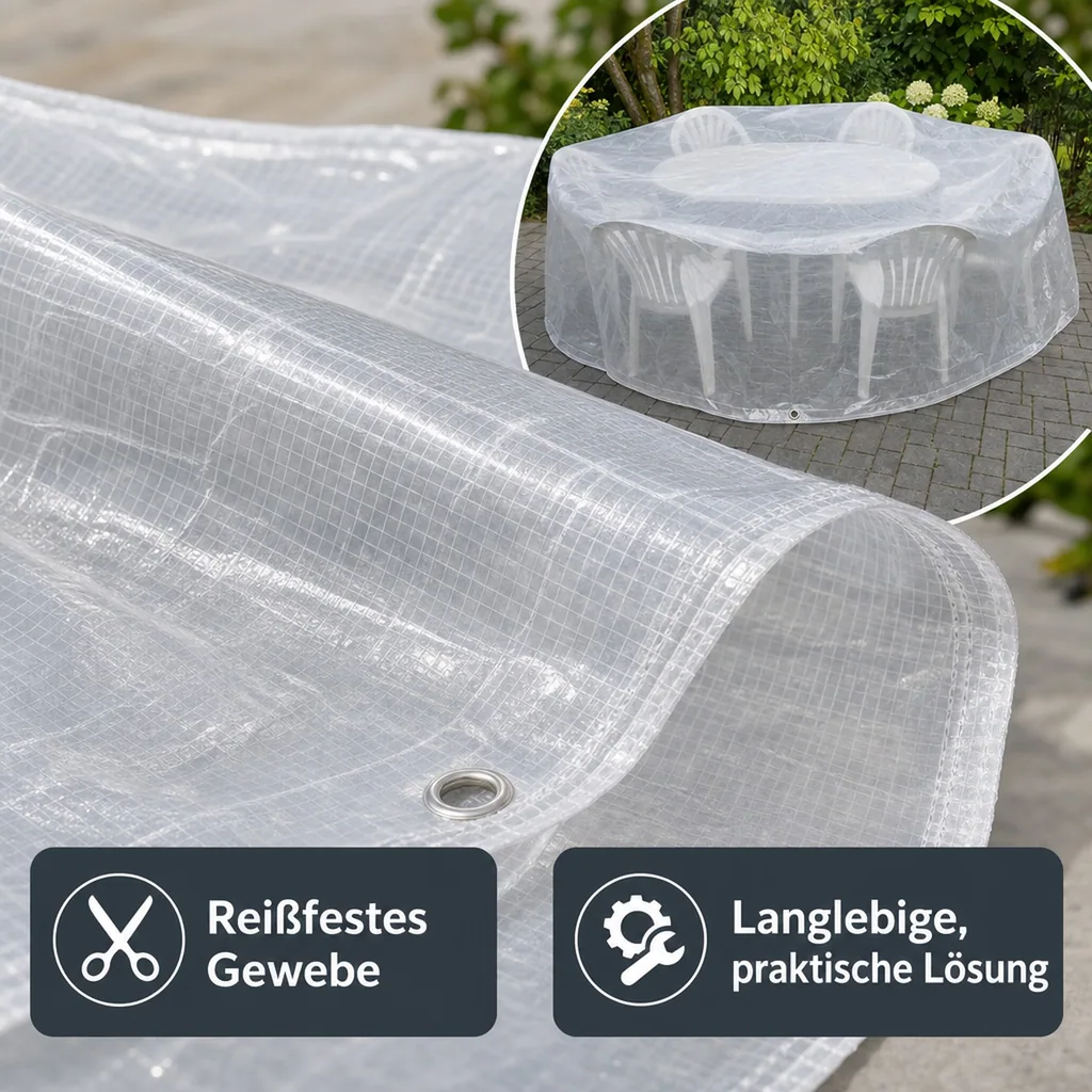 Schutzhülle Gartenmöbel rund, transparent, 320x93 cm