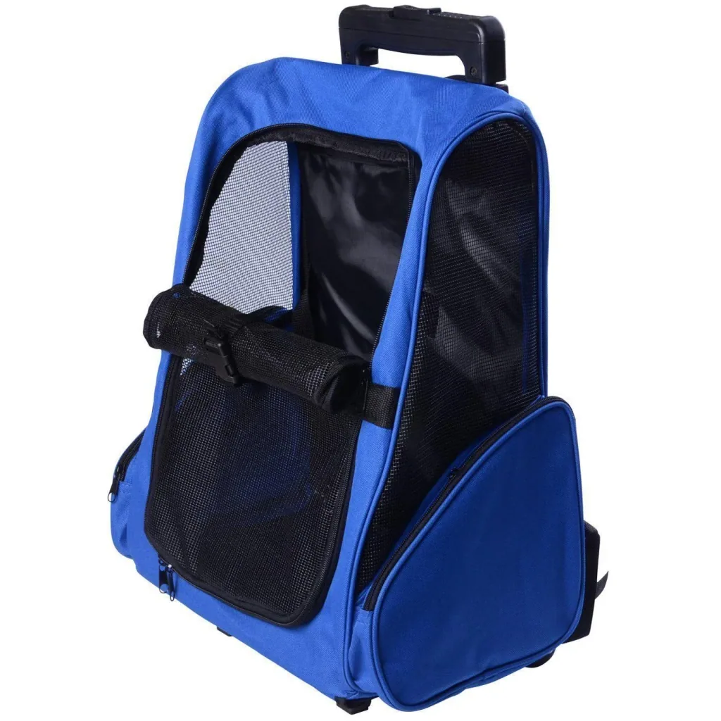2in1 Hunde Trolley Tragetasche Rucksack blau