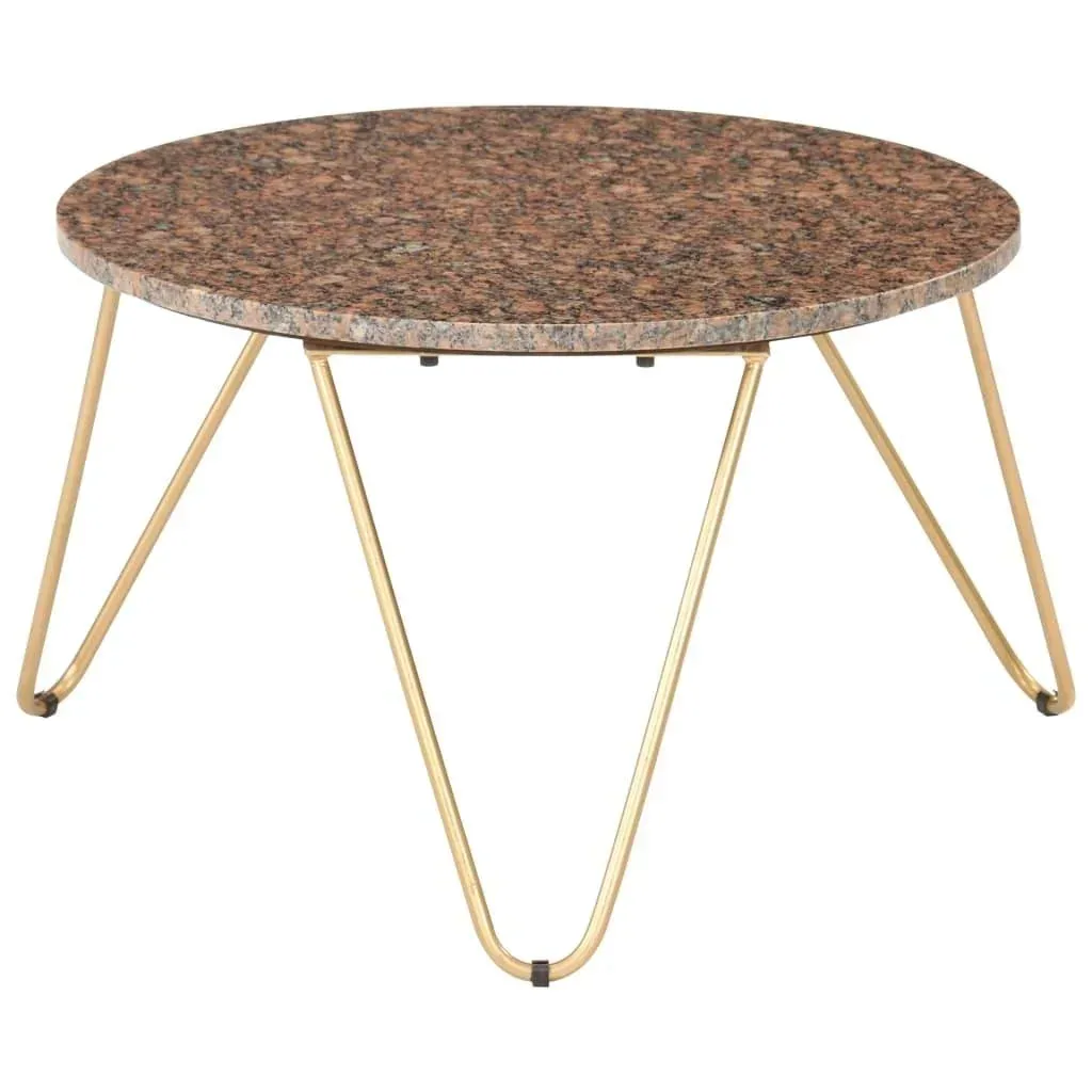 Couchtisch 65x65x42 cm Echtstein mit Marmortextur braun
