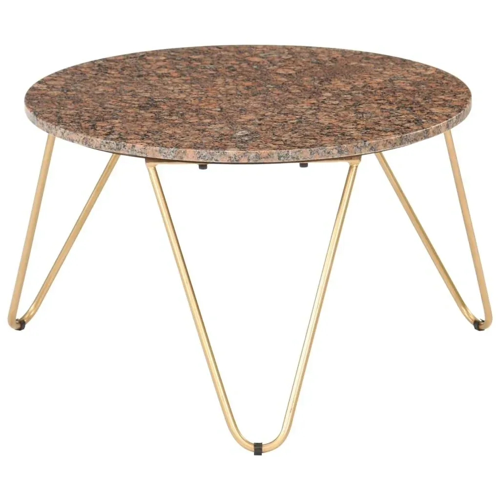Couchtisch 65x65x42 cm Echtstein mit Marmortextur braun