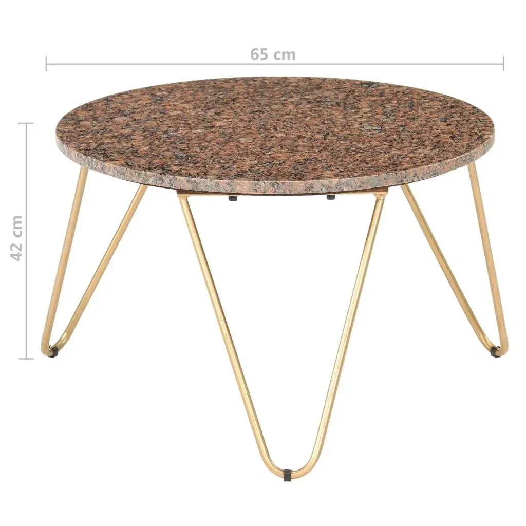 Couchtisch 65x65x42 cm Echtstein mit Marmortextur braun
