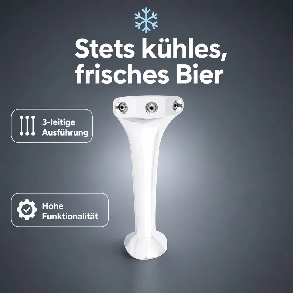 Schanksäule, Bierzapfsäule, Chrom, 3 leitig, elegant