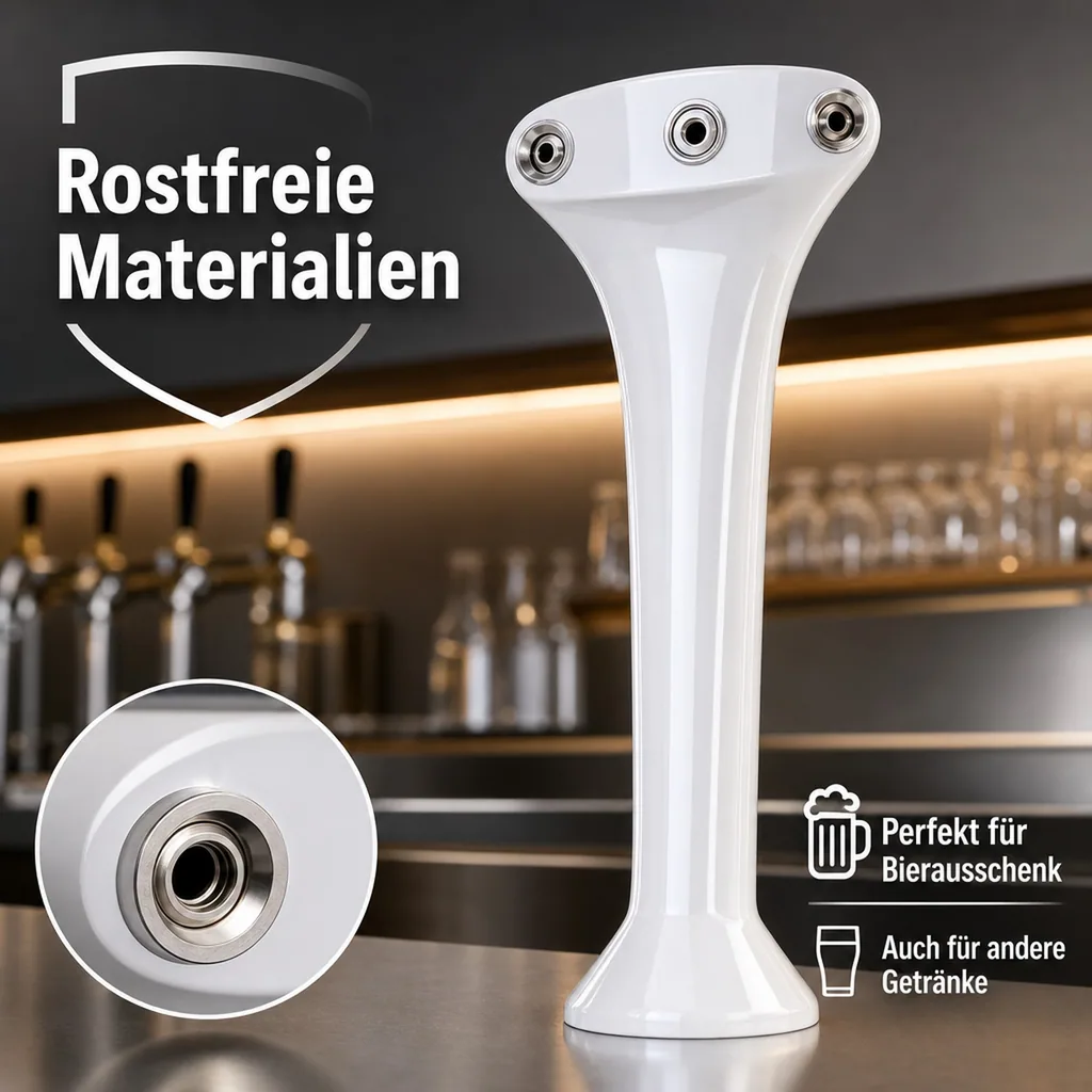 Schanksäule, Bierzapfsäule, Chrom, 3 leitig, elegant