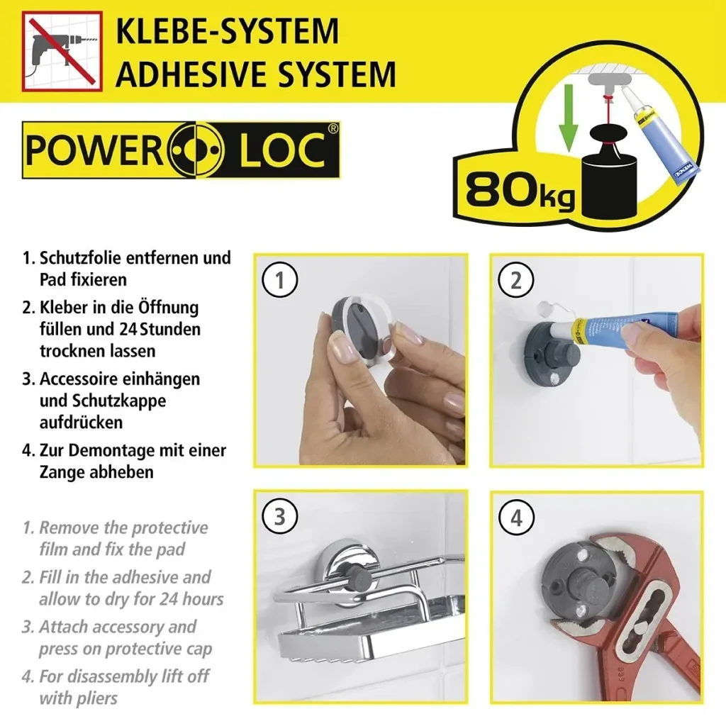 Power-Loc® Duschstange Chrom, Befestigen ohne Bohren